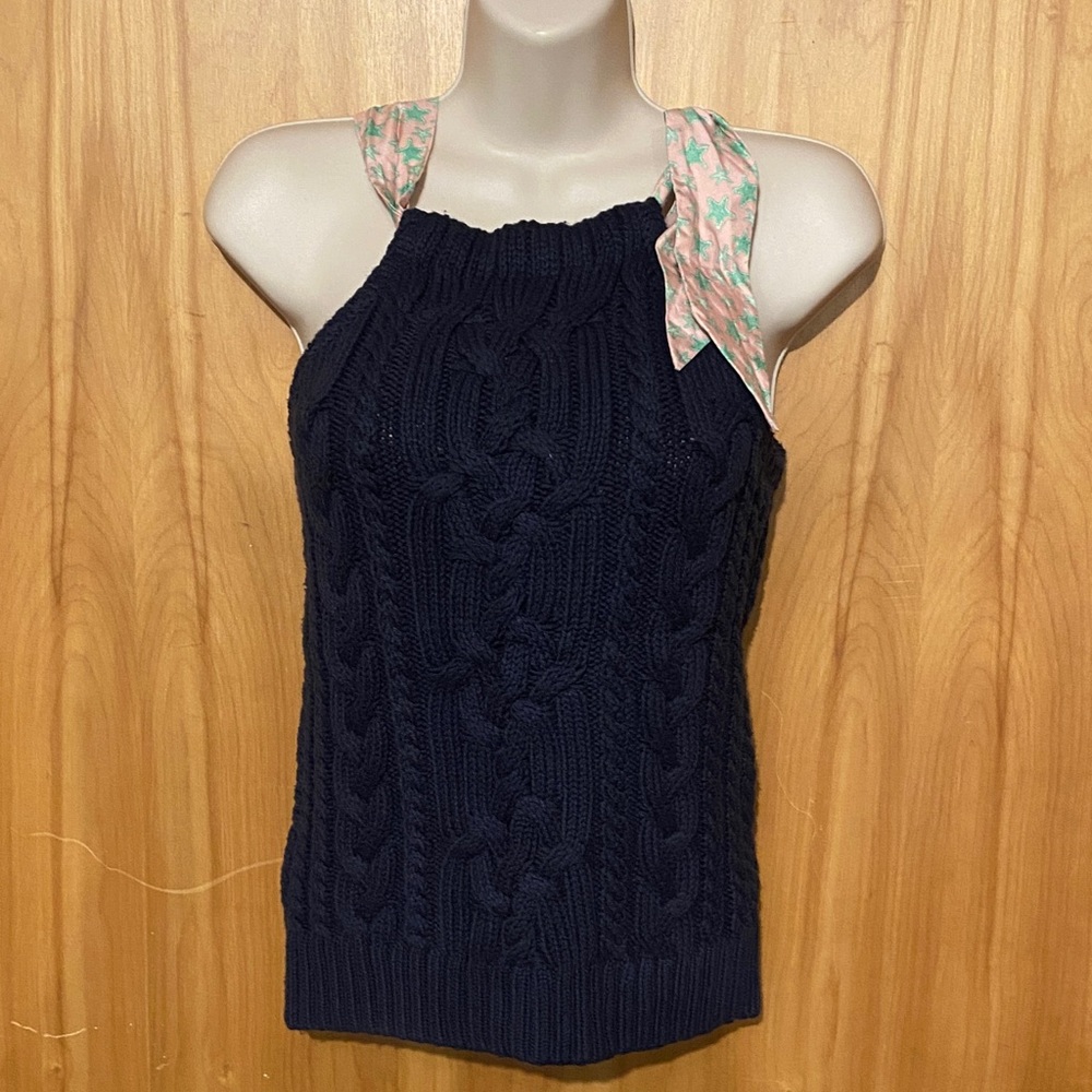 Vineyard Vines Navy Knit Tank with Pink Accent Strap
